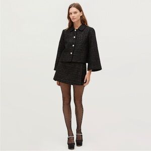 NWT Hill House Home Tatiana Black Tweed Mini Skirt Size Large